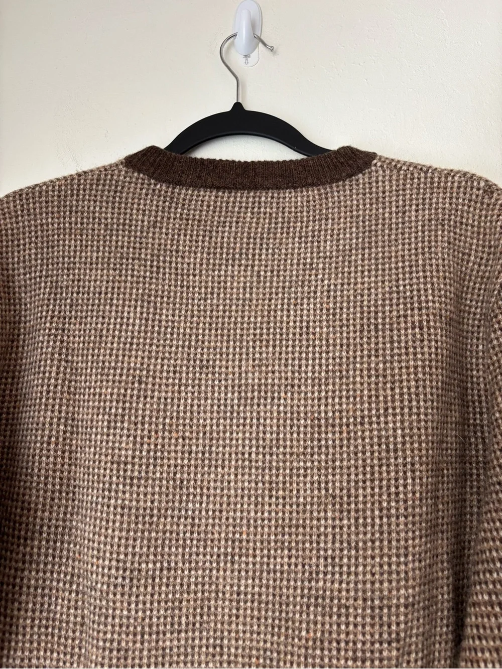 J. Crew Rugged Merino Wool Bird's-Eye Tipped Sweater Men’s Medium Brown Cozy